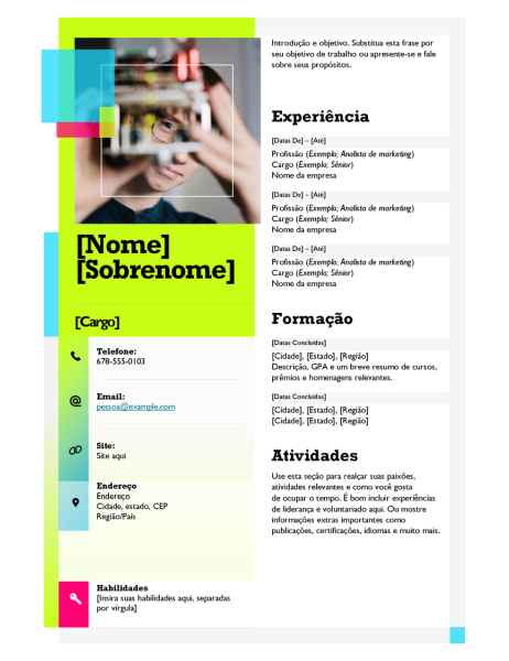 Currículo de nota autoadesiva Currículo de nota autoadesiva