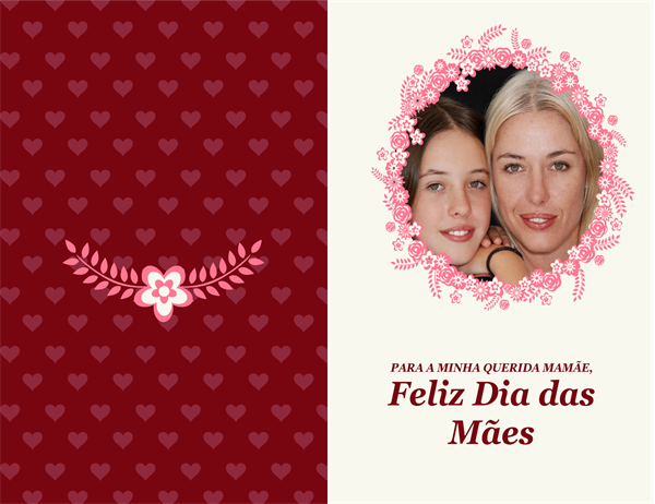 Cartão de Dia das Mães com moldura floral Cartão de Dia das Mães com moldura floral