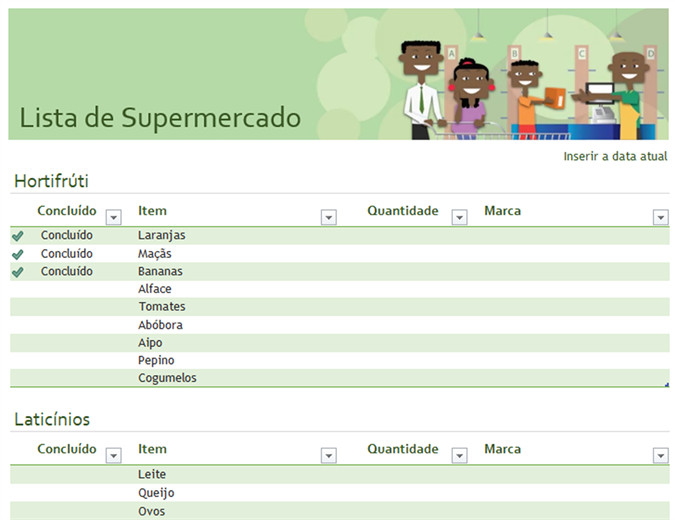 Lista de verificação de compras com espaço para marca Lista de verificação de compras com espaço para marca