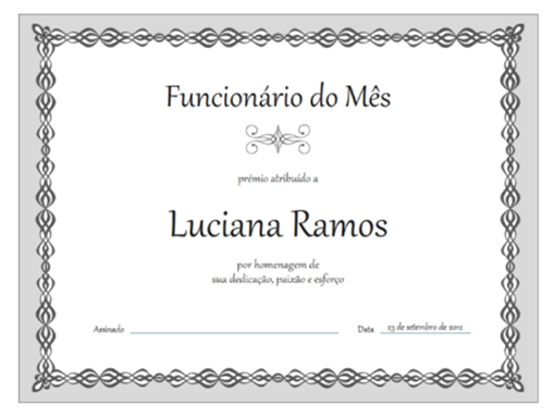 Certificado, Empregado do mês (design de corrente cinzenta) Certificado, Empregado do mês (design de corrente cinzenta)