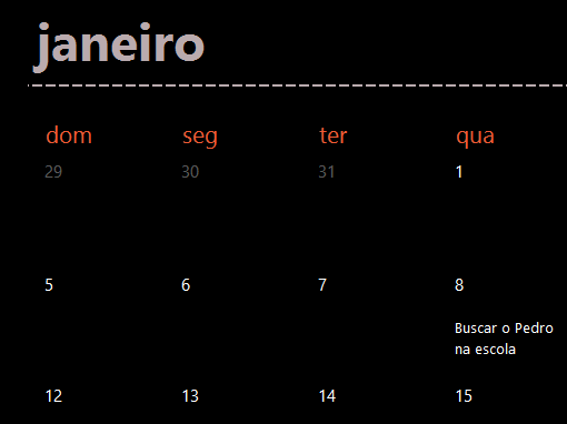 Guias do calendário da Evergreen (Preto) Guias do calendário da Evergreen (Preto)
