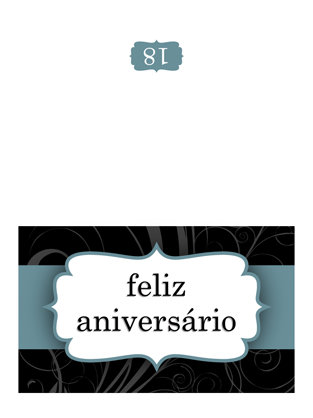 Cartão de aniversário (Design de Fita Azul, dobrado ao meio) Cartão de aniversário (Design de Fita Azul, dobrado ao meio)
