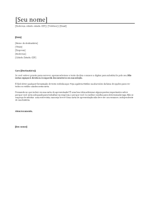 Carta apresentacao para curriculo