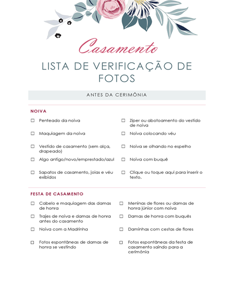 Lista de comprobación para las fotografías de la boda Lista de comprobación para las fotografías de la boda
