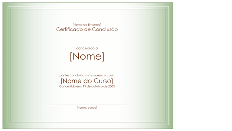 Certificado de conclusão do curso