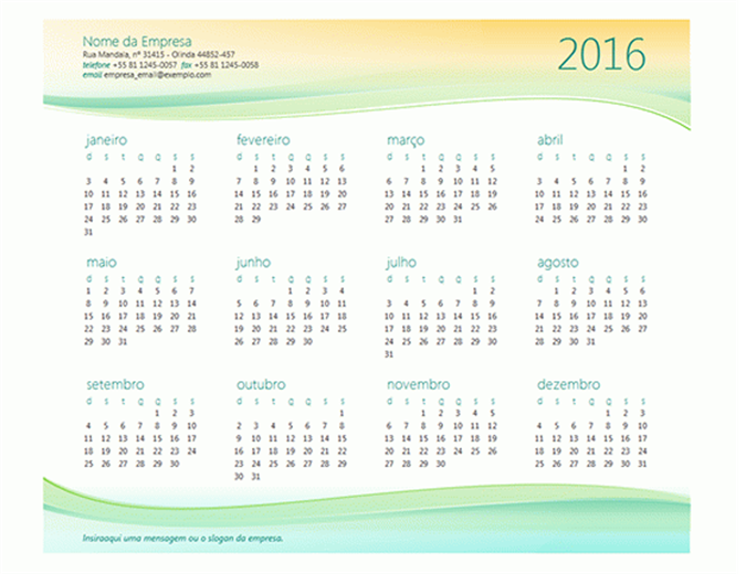 Calendário para pequenas empresas (qualquer ano) Calendário para pequenas empresas (qualquer ano)