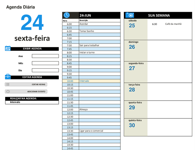 Agenda de tarefas diárias Agenda de tarefas diárias