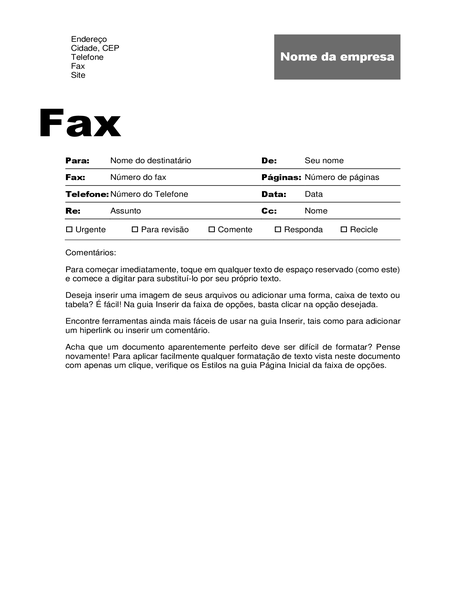 Folha de rosto de fax (design profissional) Folha de rosto de fax (design profissional)