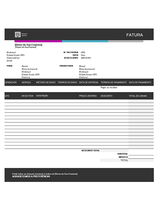 Fatura de vendas (design de Gradiente Azul) Fatura de vendas (design de Gradiente Azul)