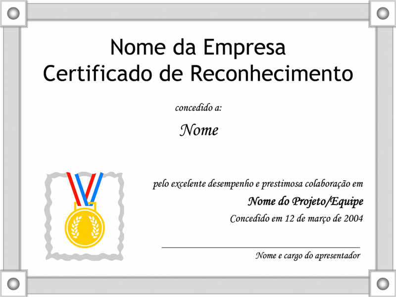 Certificado De Reconhecimento Modelo De Layout De Mod - vrogue.co