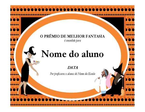 Prêmio de melhor fantasia do Dia das Bruxas Prêmio de melhor fantasia do Dia das Bruxas