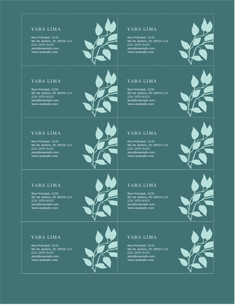 Cartões de visita pessoais com motivo floral Cartões de visita pessoais com motivo floral