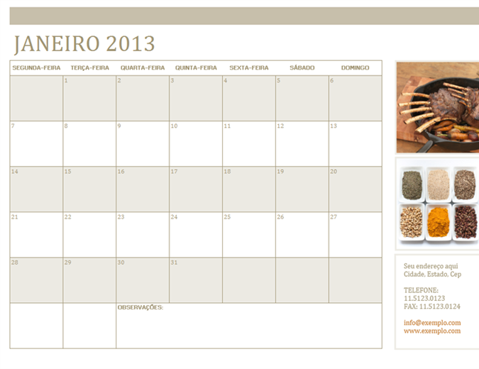 Calendário fotográfico Calendário fotográfico
