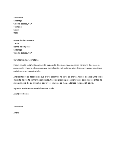 Carta De Resposta A Oferta De Emprego 0933
