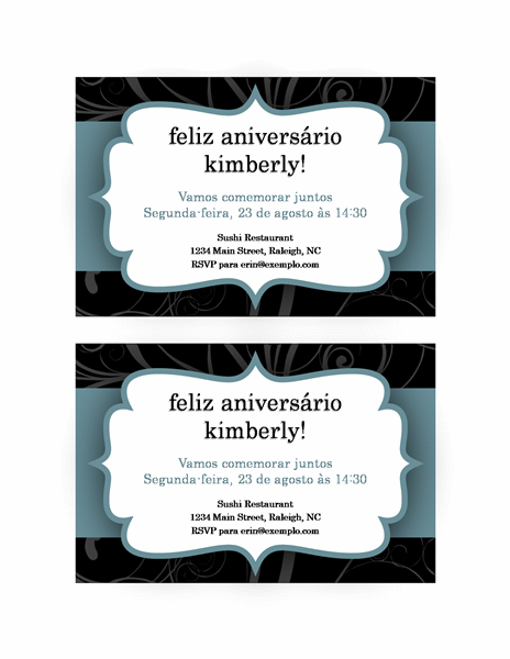 Convite para festa (design com fita azul) Convite para festa (design com fita azul)