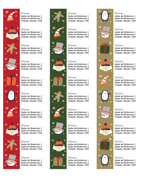 Etiquetas de endereço (design Espírito de Natal, 30 por página, é compatível com o formato Avery 5160) Etiquetas de endereço (design Espírito de Natal, 30 por página, é compatível com o formato Avery 5160)