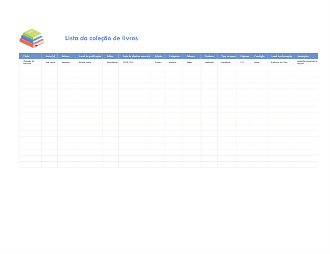 Lista de coleção de livros Lista de coleção de livros