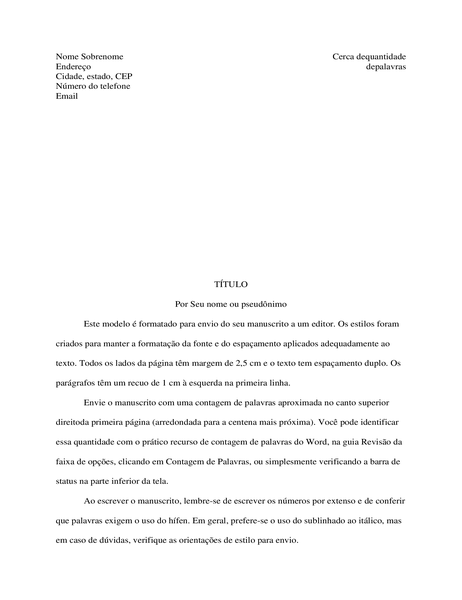 Formato de manuscrito de história Formato de manuscrito de história