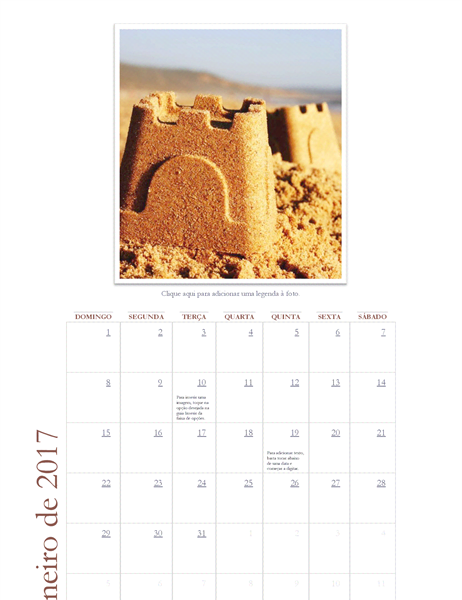 Calendário de fotos de 2017 (Dom–Sáb)
