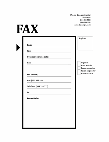 Folha de rosto para fax (design Tecnologia)