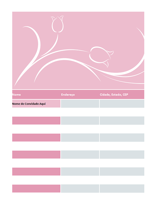 Lista de convidados de casamento (design de tulipas) Lista de convidados de casamento (design de tulipas)