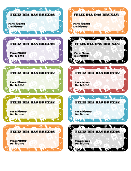 Rótulos de Dia das Bruxas (10 por página) Rótulos de Dia das Bruxas (10 por página)