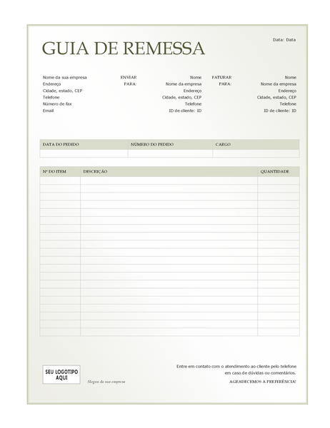 Guia de remessa (design Gradiente Verde) Guia de remessa (design Gradiente Verde)