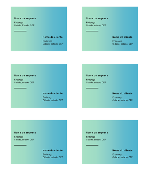 Etiquetas de remessa (design de Gradiente Verde, seis por página, compatíveis com Avery 5164) Etiquetas de remessa (design de Gradiente Verde, seis por página, compatíveis com Avery 5164)