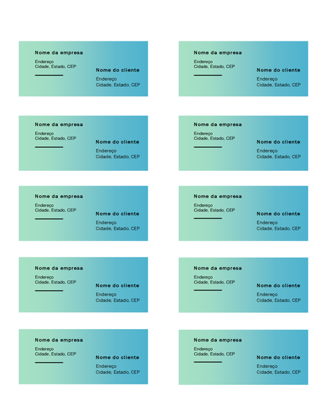 Etiquetas de remessa (design de Gradiente Verde, dez por página, compatíveis com Avery 5163) Etiquetas de remessa (design de Gradiente Verde, dez por página, compatíveis com Avery 5163)