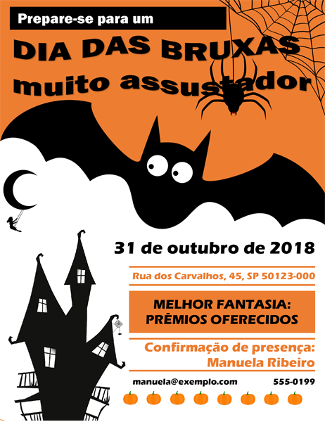 Panfleto para festa do Dia das Bruxas com um morcego assustador Panfleto para festa do Dia das Bruxas com um morcego assustador