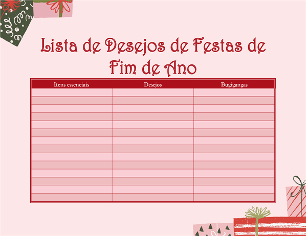 Lista de desejos de Natal para adultos Lista de desejos de Natal para adultos