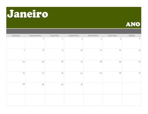 Calendário de faixa Calendário de faixa