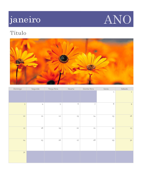 Calendário fotográfico Calendário fotográfico