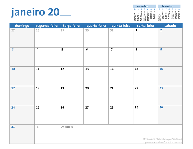 Qualquer calendário mensal do ano Qualquer calendário mensal do ano