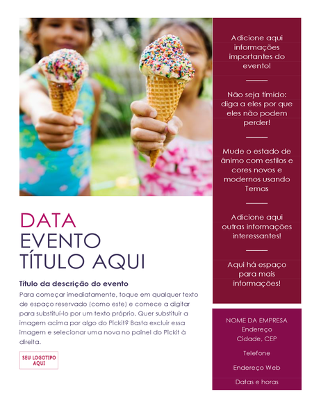 Folheto de evento com o Suplemento Pickit Folheto de evento com o Suplemento Pickit