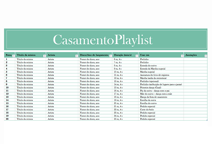 Playlist do casamento Playlist do casamento