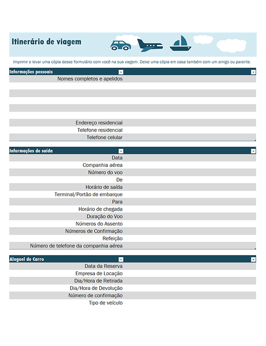Itinéraire de vacances Itinéraire de vacances