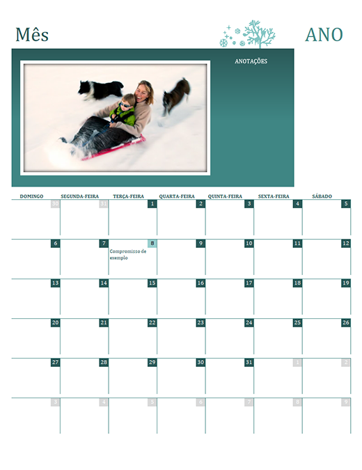 Calendário da família sazonal (qualquer ano, dom-sáb) Calendário da família sazonal (qualquer ano, dom-sáb)
