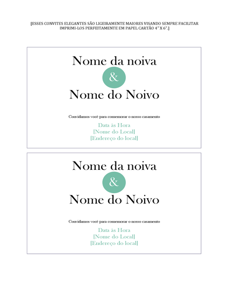 Convites de casamento simples (2 por página) Convites de casamento simples (2 por página)