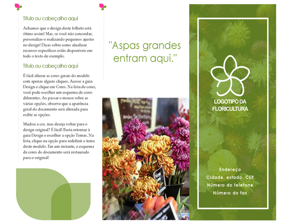 Folheto de florista Folheto de florista