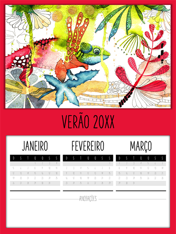 Calendário trimestral de camaleão Calendário trimestral de camaleão
