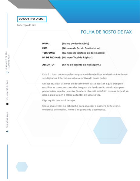 Folha de rosto de fax com hexágono Folha de rosto de fax com hexágono