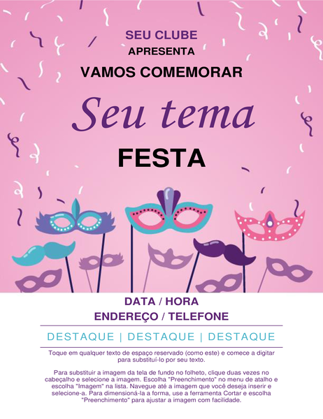 Panfleto de evento máscaras de carnaval Panfleto de evento máscaras de carnaval