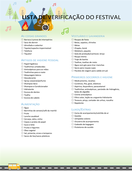 Lista do que levar para o festival Lista do que levar para o festival
