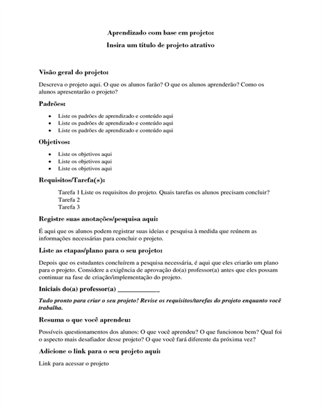 Aprendizado com base em projeto Aprendizado com base em projeto