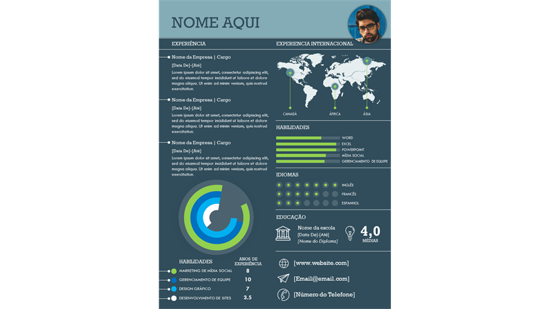 Currículos infográficos internacionais Currículos infográficos internacionais