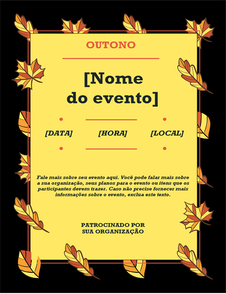Panfleto de evento com folhas de outono Panfleto de evento com folhas de outono