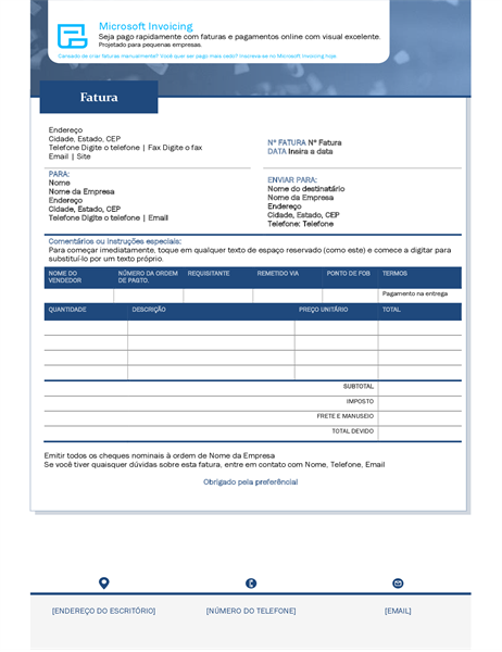 Faturas com o Microsoft Invoicing Faturas com o Microsoft Invoicing