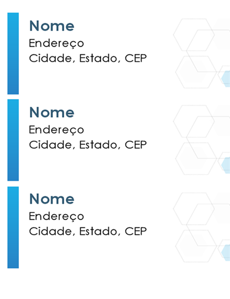 Etiquetas hexagonais (30 por página) Etiquetas hexagonais (30 por página)