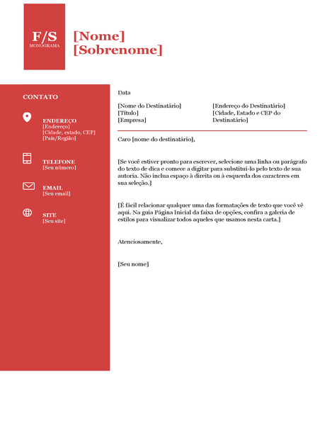 Carta de apresentação monograma forte Carta de apresentação monograma forte
